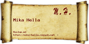 Mika Hella névjegykártya